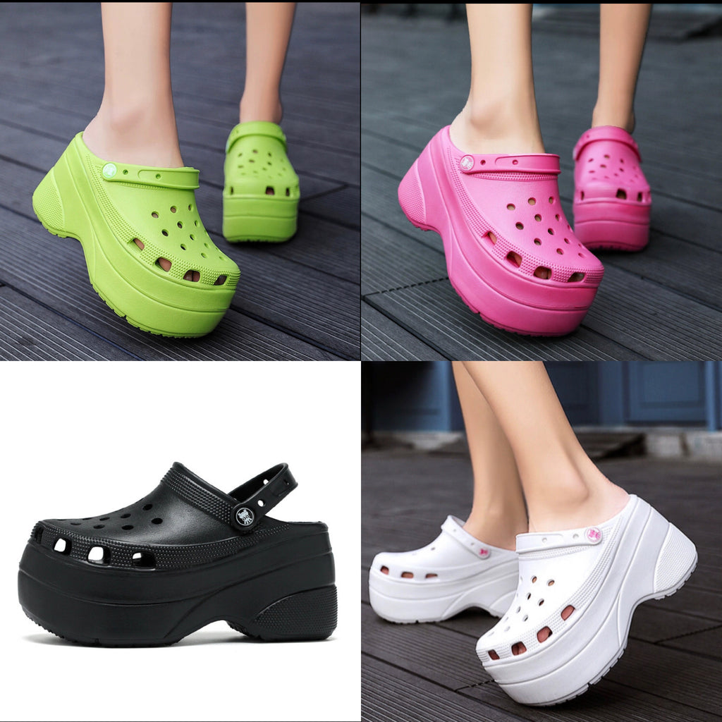 PLATFORM CROCS - Croc Zuecos Zapato de plataforma Sandalias Zapatillas Slip On Beach Shoes Fashion Slides