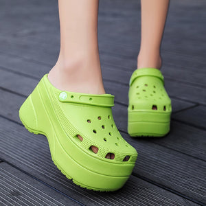 PLATFORM CROCS - Croc Clogs Platform Shoe Sandals Slippers Slip On Beach Shoes Fashion Slides  Women's Summer Non Slip Outdoor Thick Sole Height Increasing Slippers Chunky Heel Slippers Fashion