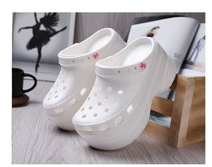 PLATFORM CROCS - Croc Clogs Platform Shoe Sandals Slippers Slip On Beach Shoes Fashion Slides  Women's Summer Non Slip Outdoor Thick Sole Height Increasing Slippers Chunky Heel Slippers Fashion