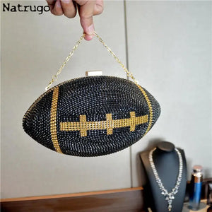 SAC BLING TOUCHDOWN ! - Diamant/Cristal - Pochette de football de luxe