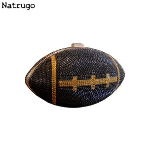 TOUCHDOWN BLING BAG ! - Diamond/Crystal - Luxury Football Clutch - Diamond Evening Clutch Purse Bag Sports Football Shape Handbag Trendy Fashion One-shoulder Lady Rhinestone