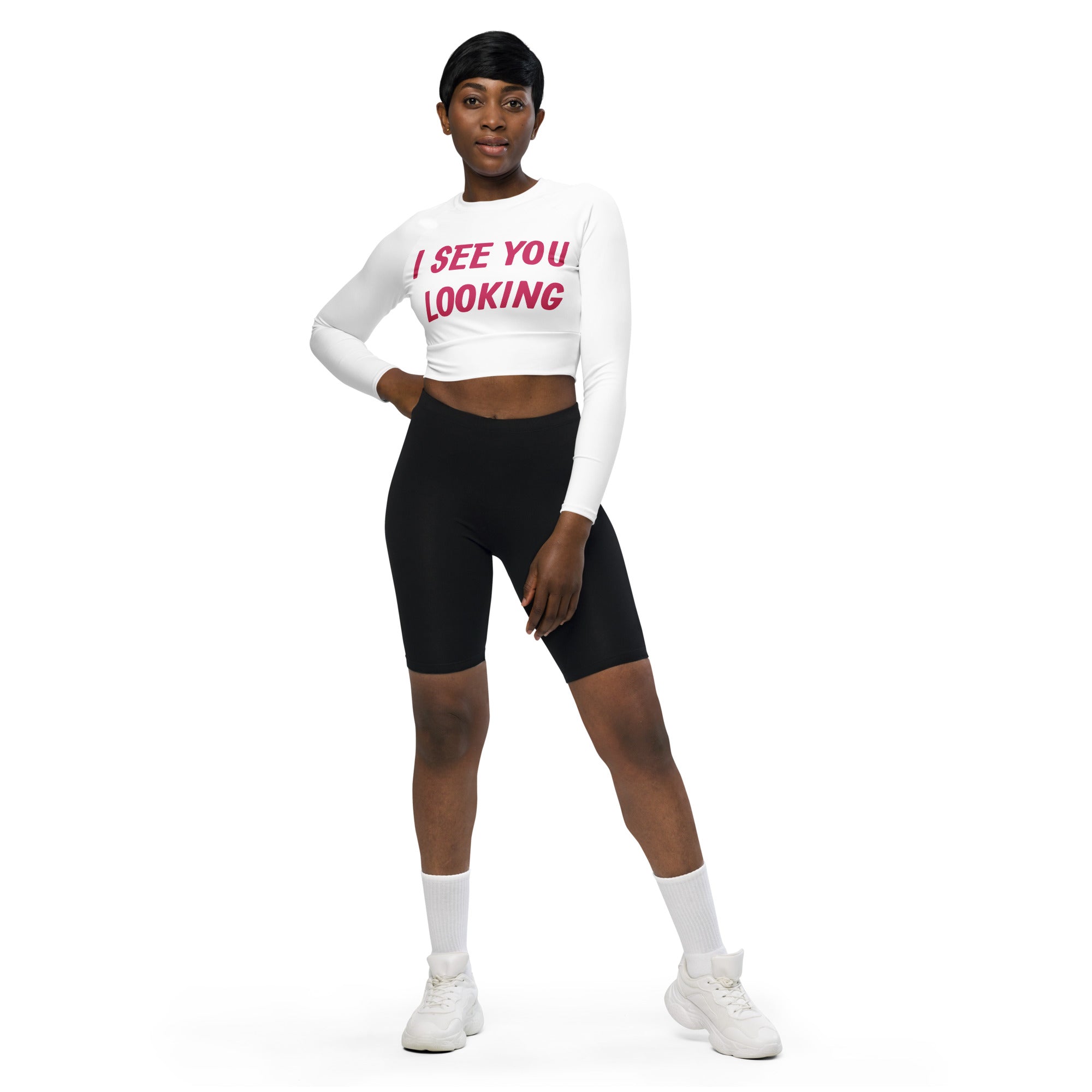 I SEE YOU LOOKING - long-sleeve crop top