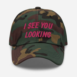 i see you looking - khaki camo black white - chino cotton twill - hat cap green camo