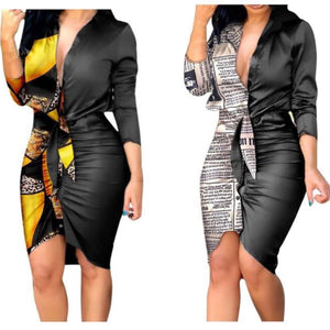 two tone too toxic dress - women sexy satin long sleeve pretty printed v-neck new elegant party club mini dress bodycon