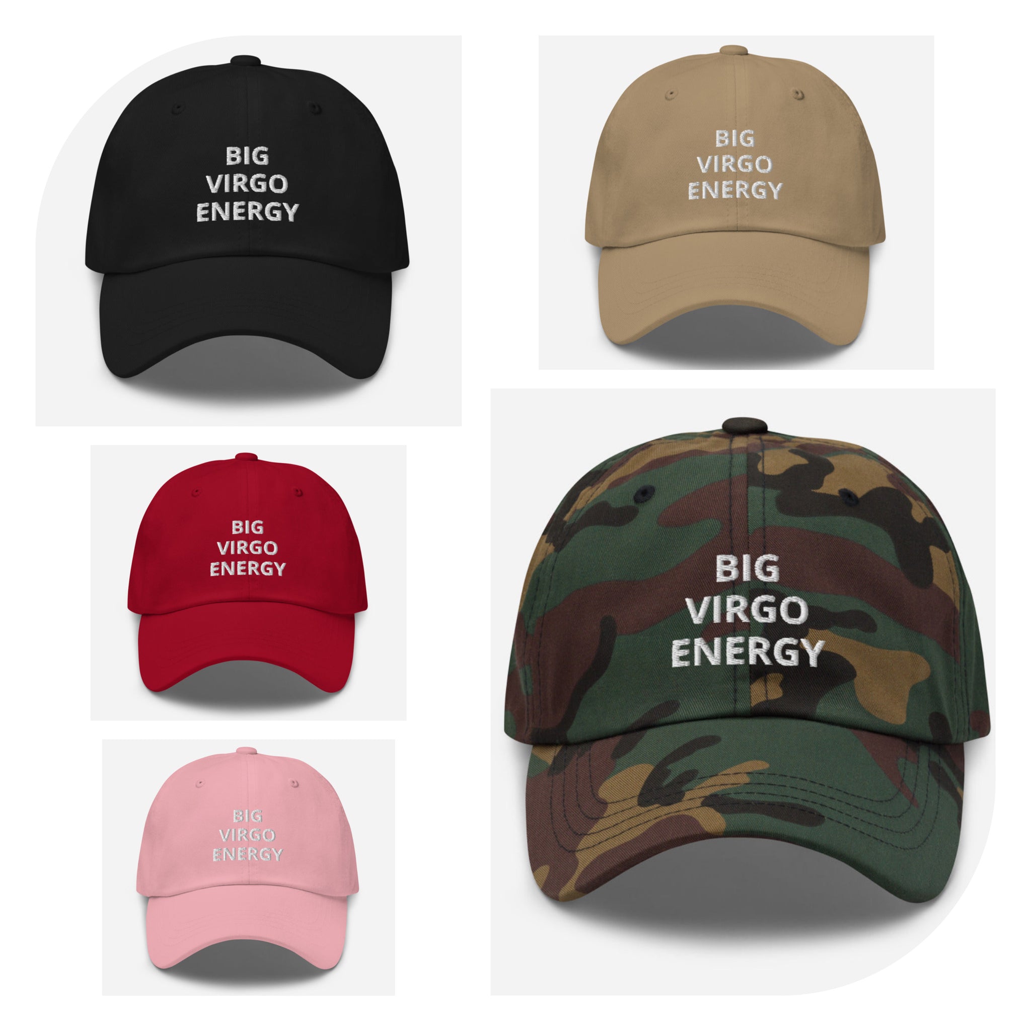 virgo - camo khaki red black pink - chino cotton twill - zodiac hat cap