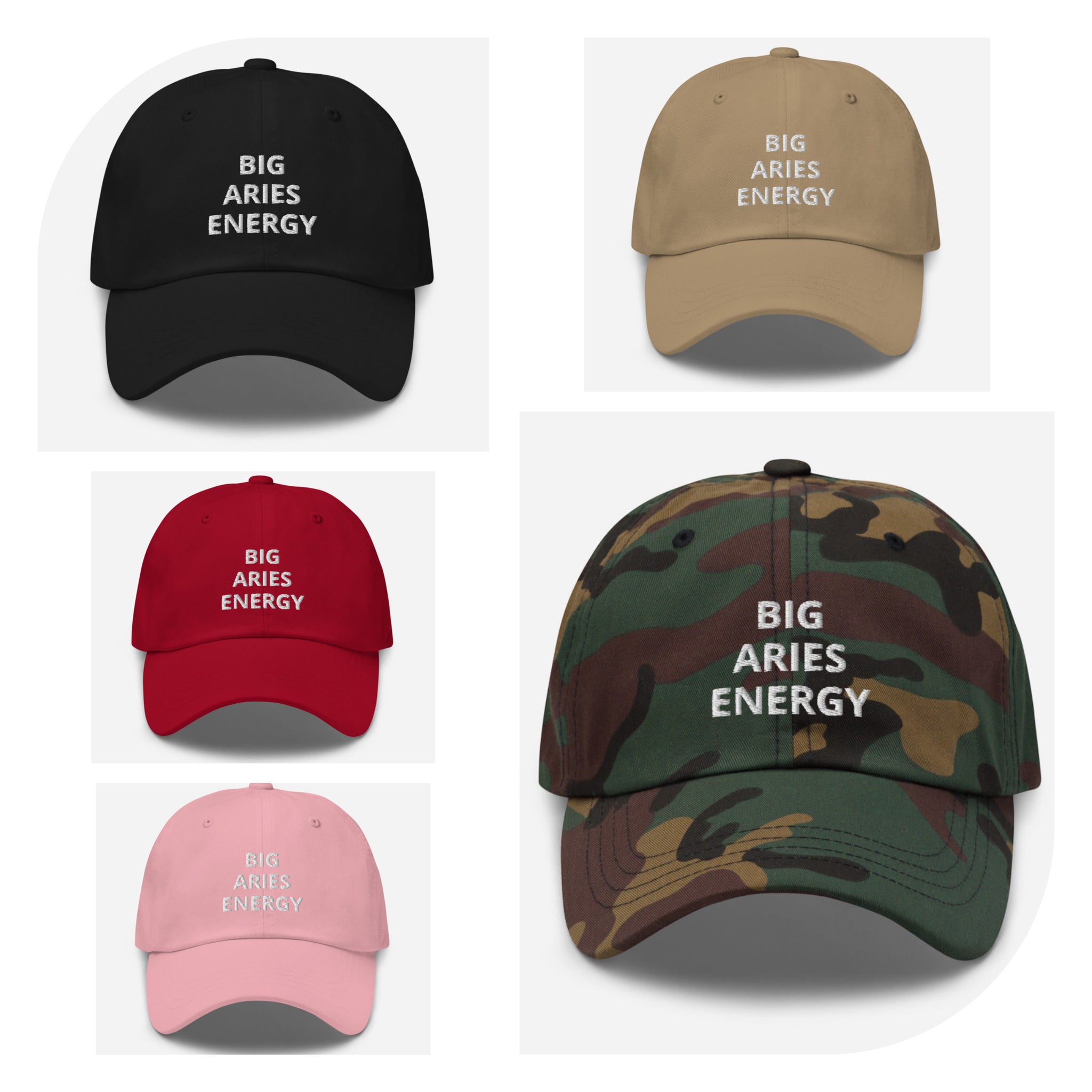 aries - camo pink khaki black red - chino cotton twill - zodiac hat cap