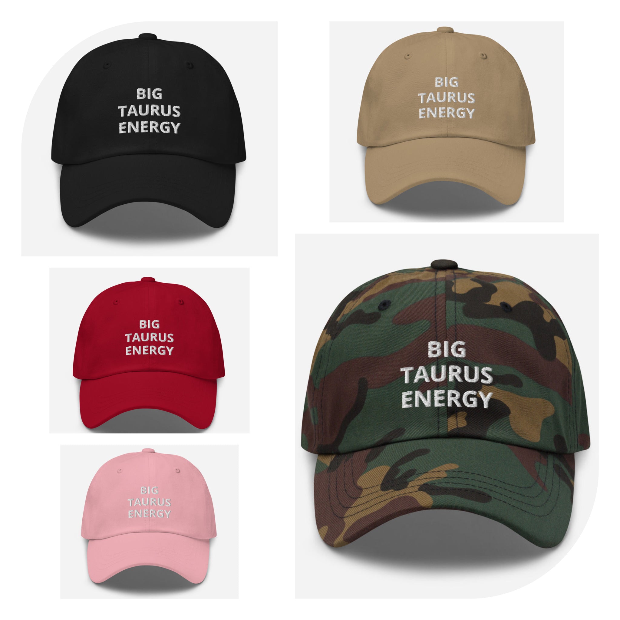 taurus - camo red khaki pink blak - chino cotton twill - zodiac hat cap