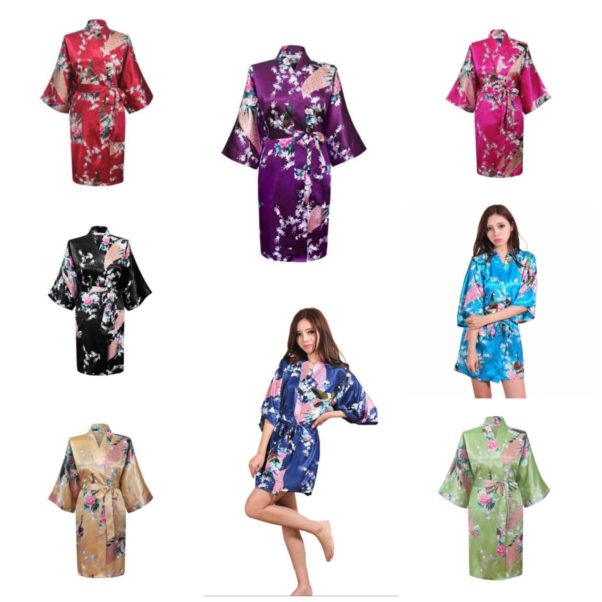 kimono - silk/satin robe - pretty floral