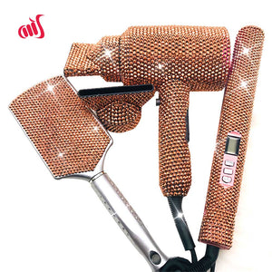 hair style set - diamond/bling - brush, flat iron & blow dryer !