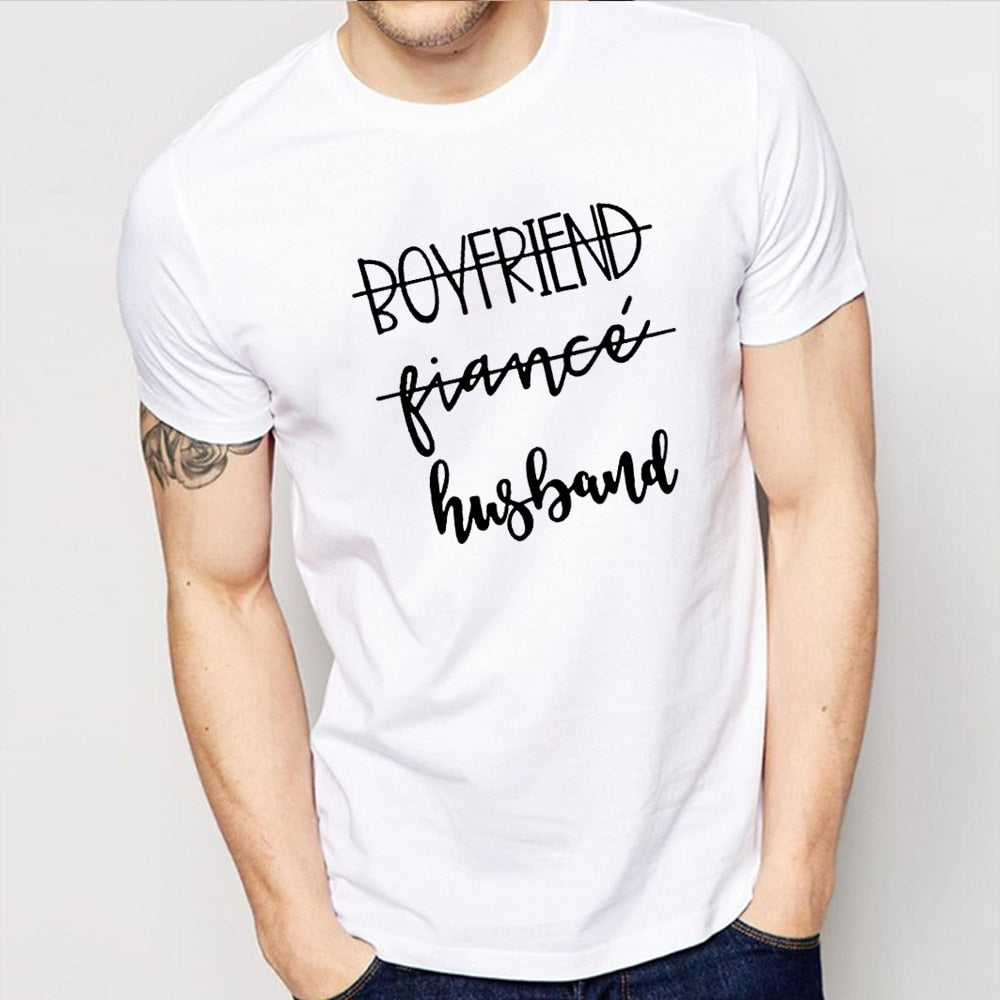 boyfriend fiance husband- t-shirt future mr white tee fiance bachelor party tops casual engagement