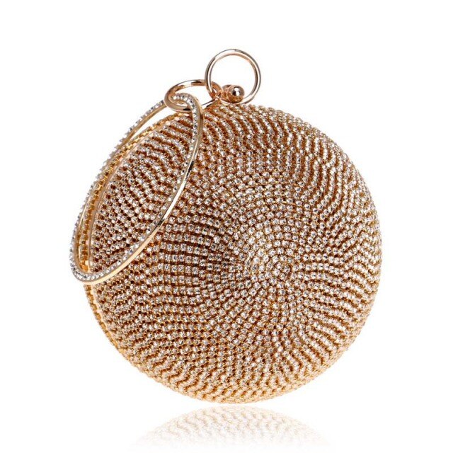 women gold clutch bag full crystal clutch purse ball shaped clutches lady handbags wedding purse chain shoulder bag zd1044 gold