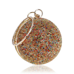 women gold clutch bag full crystal clutch purse ball shaped clutches lady handbags wedding purse chain shoulder bag zd1044 multicolor gold