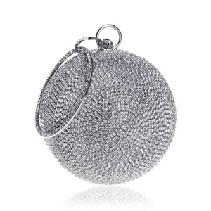 women gold clutch bag full crystal clutch purse ball shaped clutches lady handbags wedding purse chain shoulder bag zd1044 sliver