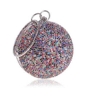 women gold clutch bag full crystal clutch purse ball shaped clutches lady handbags wedding purse chain shoulder bag zd1044 multicolor sliver