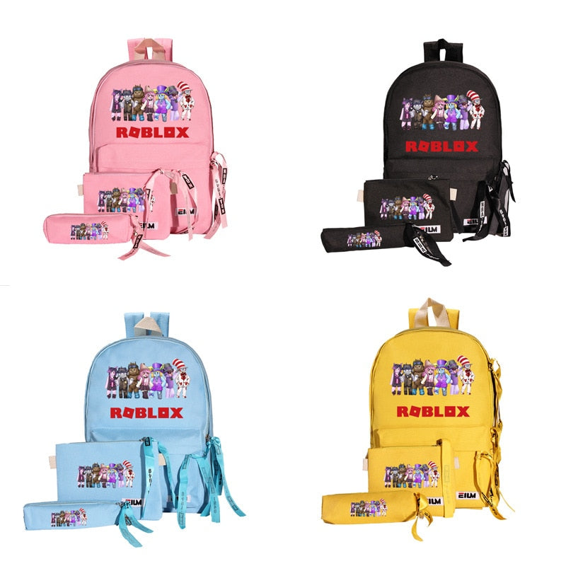 roblox backpack set! 3pcs/set waterproof children school bags for boy girls school backpacks kids schoolbag kids mochila infantil