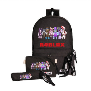 roblox backpack set! 3pcs/set waterproof children school bags for boy girls school backpacks kids schoolbag kids mochila infantil black