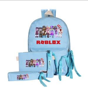 roblox backpack set! 3pcs/set waterproof children school bags for boy girls school backpacks kids schoolbag kids mochila infantil sky blue