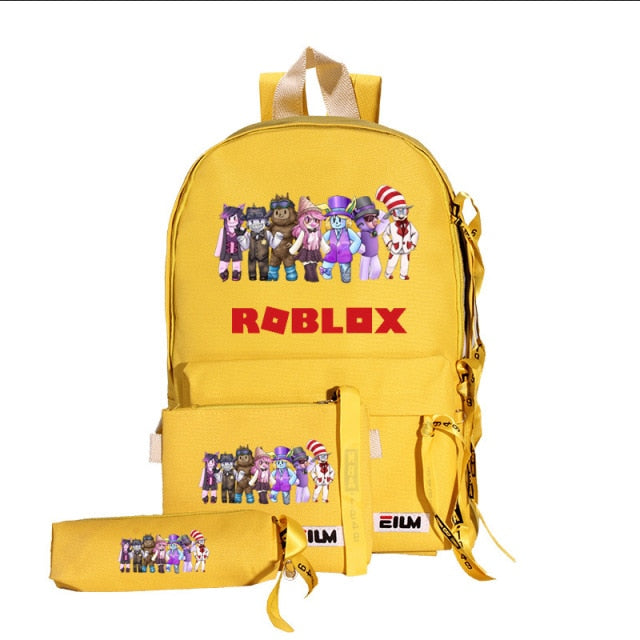 roblox backpack set! 3pcs/set waterproof children school bags for boy girls school backpacks kids schoolbag kids mochila infantil yellow