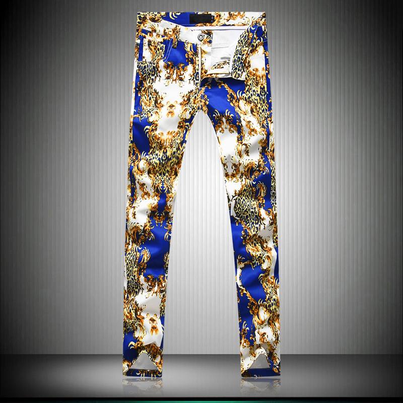 xclusive men’s - autumn college style unique leopard printed pants men white casual slim printed pants men feet trousers size 29-38