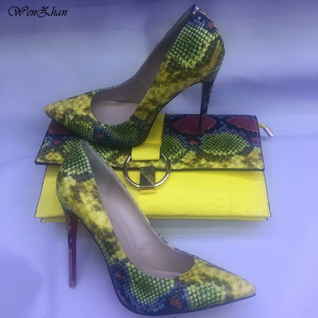 rainbow snake - bag & pumps - matching shoe set