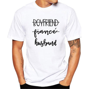 boyfriend fiance husband- t-shirt future mr white tee fiance bachelor party tops casual engagement