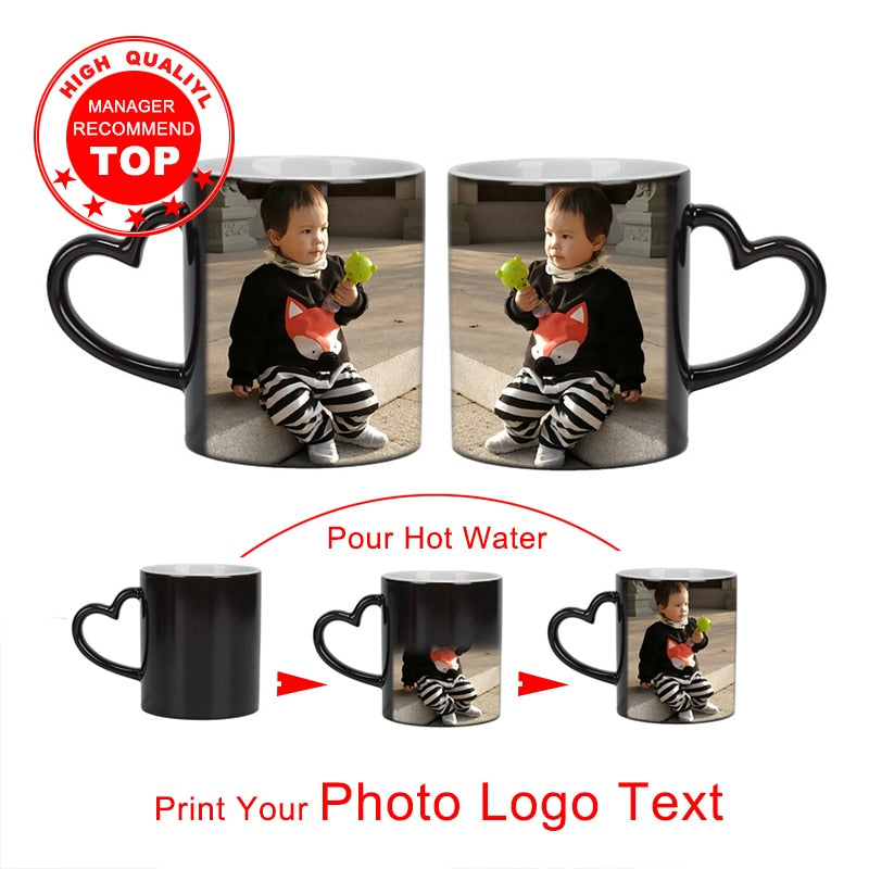 diy photo magic color changing mug,custom your photo on tea cup,unique ceramic coffee cup best gift for friends