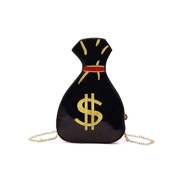 creative funny laser money shape women shoulder bags designer chains messenger crossbdoy bag luxury pu leather gold small purses black