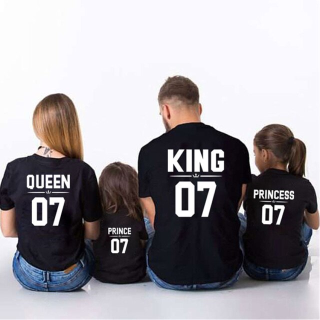 family matching clothes outfits look father mother daughter son king queen crown tshirt clothing daddy mommy and me baby dresses