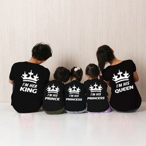 family matching clothes outfits look father mother daughter son king queen crown tshirt clothing daddy mommy and me baby dresses