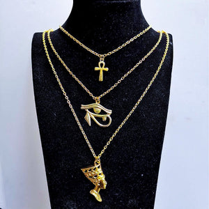 layered egypt-necklace eye of horus queen pharaoh ankh cross pendant amulet necklaces  jewelry 38cm45cm60cm 3