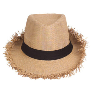 men's travel hat - summer jazz hat solid color breathable straw hat outdoor travel sunhat khaki