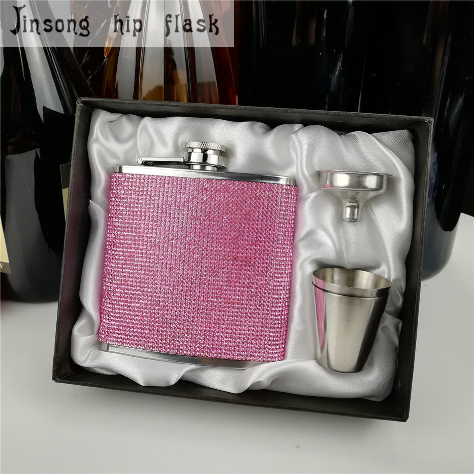 stainless steel with diamond hip flask ,special hip flask for ladies