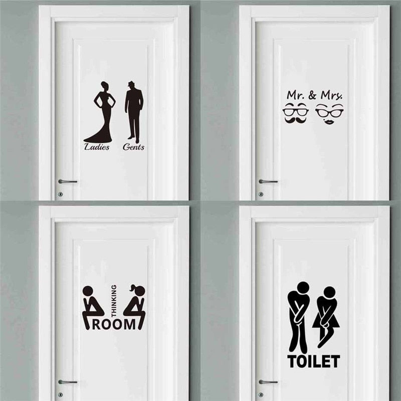 bathroom door decal - waterproof door/wall sticker