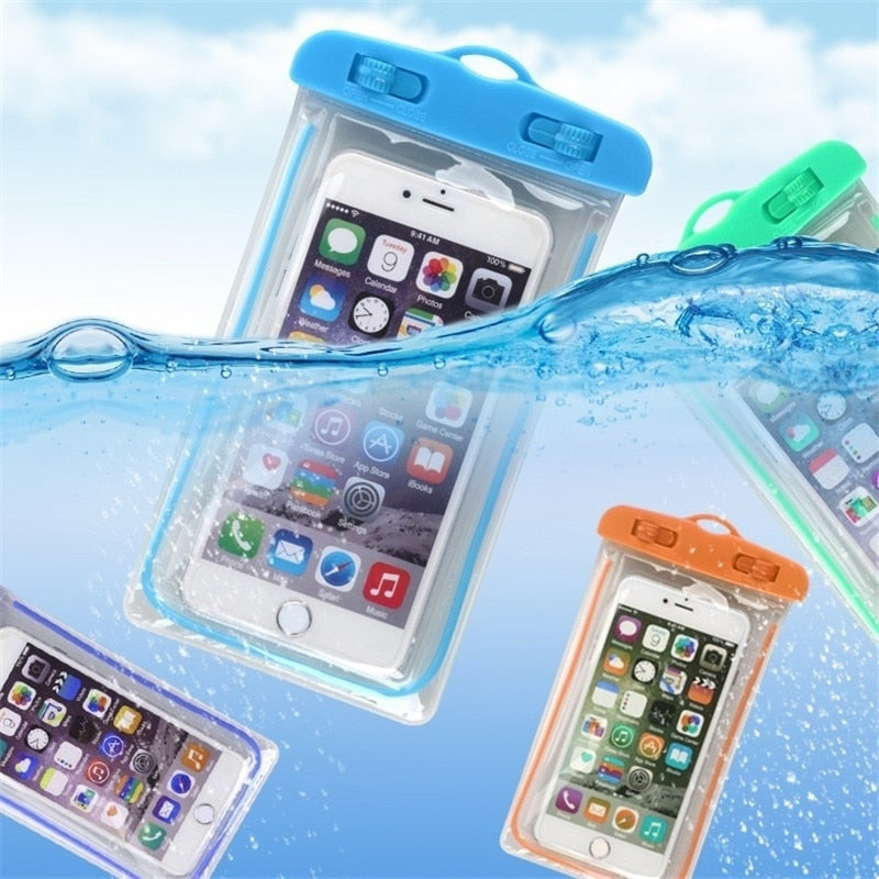 summer luminous waterproof pouch swimming gadget beach dry bag phone case cover camping skiing holder for cell phone 3.5-6inch