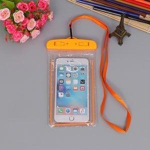 summer luminous waterproof pouch swimming gadget beach dry bag phone case cover camping skiing holder for cell phone 3.5-6inch orange