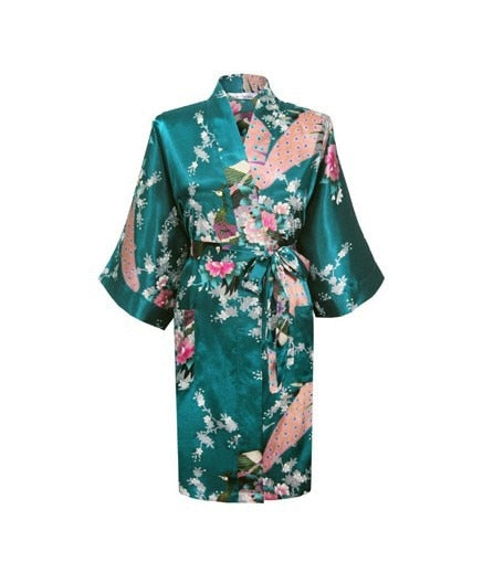 kimono - silk/satin robe - pretty floral