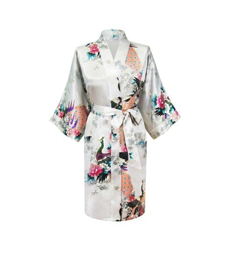 kimono - silk/satin robe - pretty floral