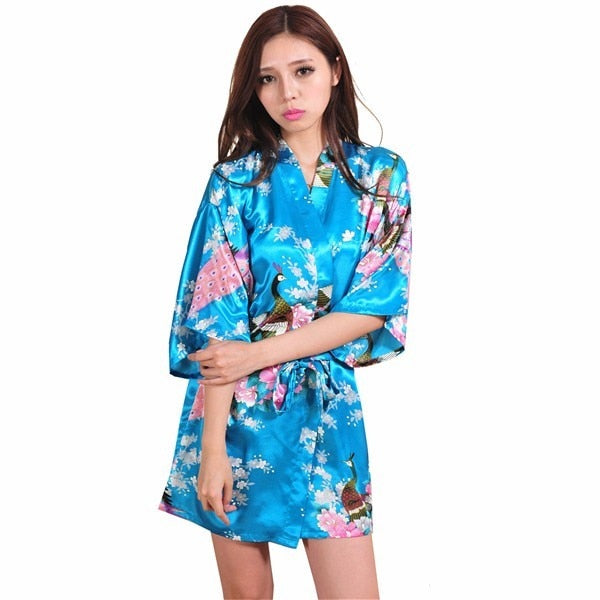 kimono - silk/satin robe - pretty floral