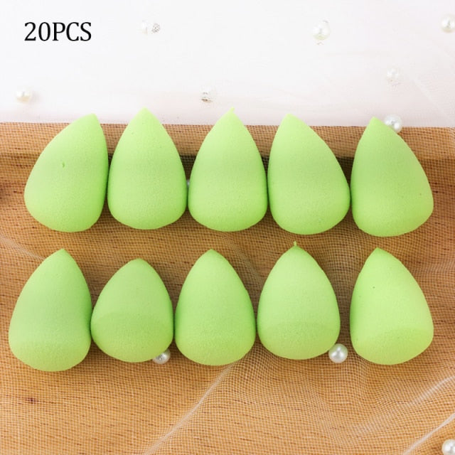 wholesale mini makeup sponge water drop shape makeup soft foundation puff concealer flawless mixed cosmetic makeup sponge green 20pcs