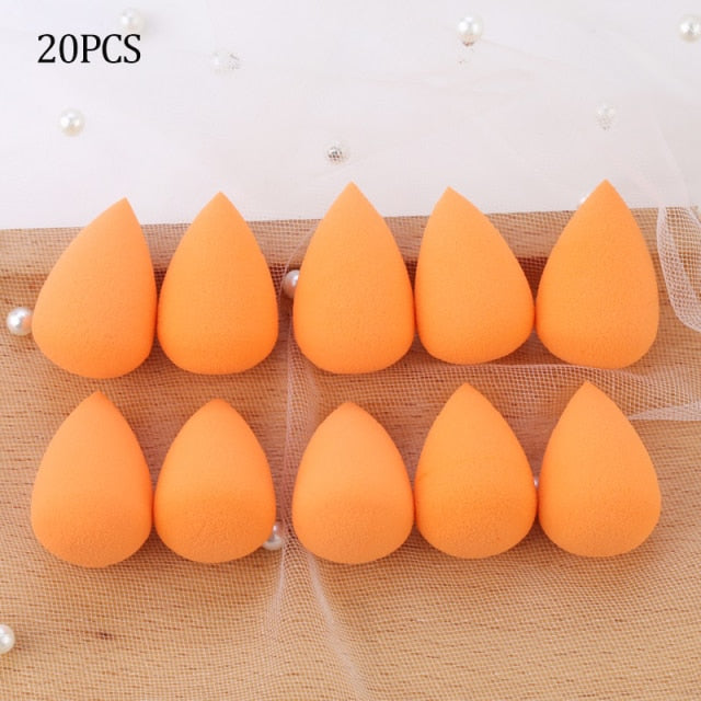 wholesale mini makeup sponge water drop shape makeup soft foundation puff concealer flawless mixed cosmetic makeup sponge orange 20pcs