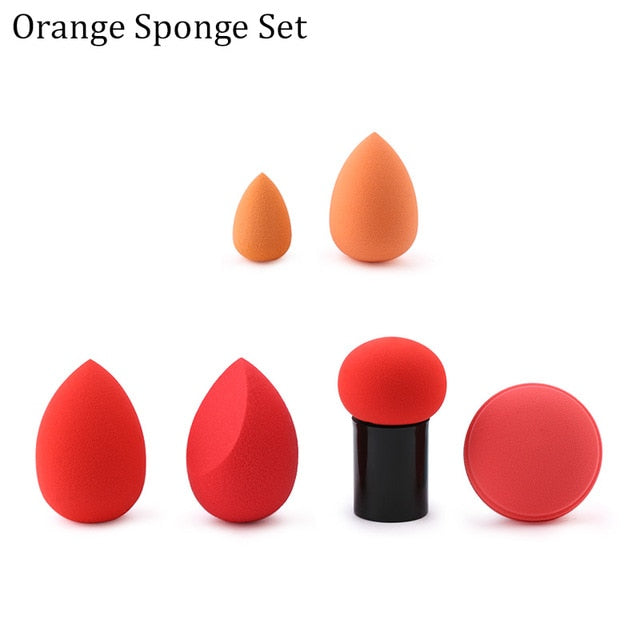 wholesale mini makeup sponge water drop shape makeup soft foundation puff concealer flawless mixed cosmetic makeup sponge orange sponge set