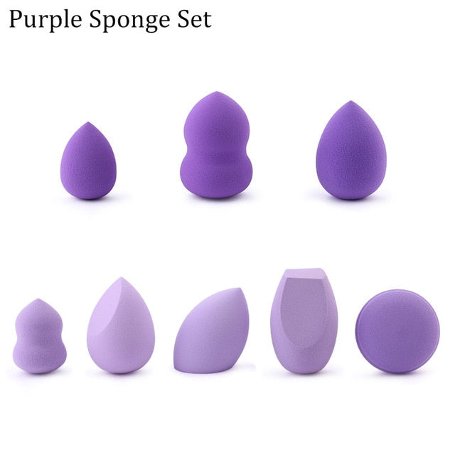 wholesale mini makeup sponge water drop shape makeup soft foundation puff concealer flawless mixed cosmetic makeup sponge purple sponge set