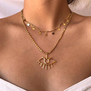 17km new multilayer cross gold pendant necklaces for women punk letter choker necklace 2020 fashion words jewelry party gift cs5496