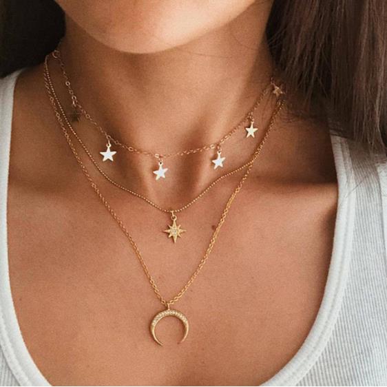 17km new multilayer cross gold pendant necklaces for women punk letter choker necklace 2020 fashion words jewelry party gift cs5456