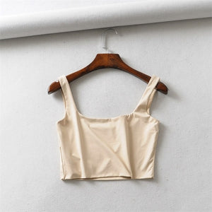 women crop square neck cami two layers "never see through" cropped tank