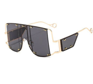 shade me - oversize square sunglasses luxury brand one piece shield sun glasses  chic sexy gold clear shades gold all gray