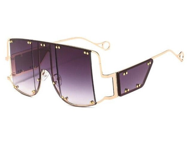 shade me - oversize square sunglasses luxury brand one piece shield sun glasses  chic sexy gold clear shades gold double gray