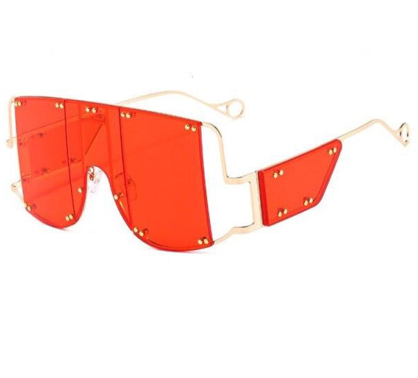 shade me - oversize square sunglasses luxury brand one piece shield sun glasses  chic sexy gold clear shades gold red