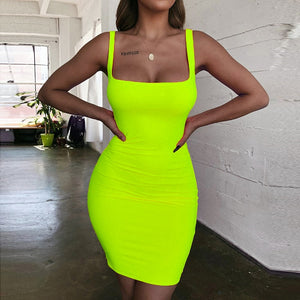 bodyody - mini bodycon women dress backless sexy wrap neon  sleeveless dress jurk dames club party