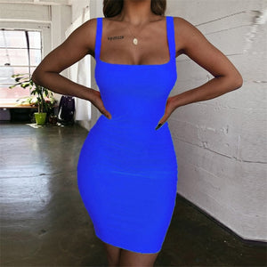 bodyody - mini bodycon women dress backless sexy wrap neon  sleeveless dress jurk dames club party